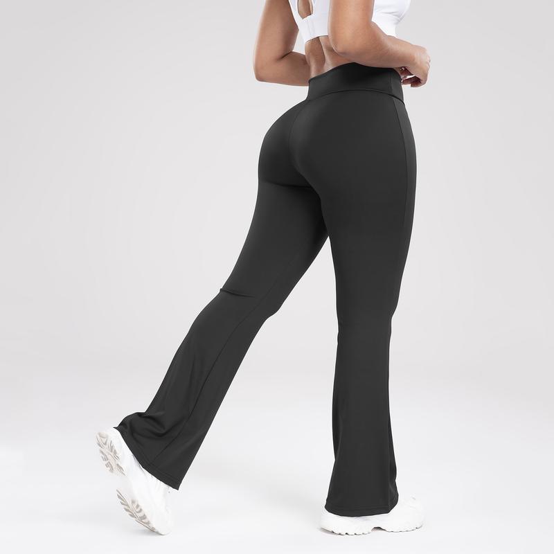 Women's Casual Fleece Lined Bootcut Yoga Pants, Cross Waist Flare Leggings For Women Sports Leggings high waisted athletic  outfit seamless gymwear