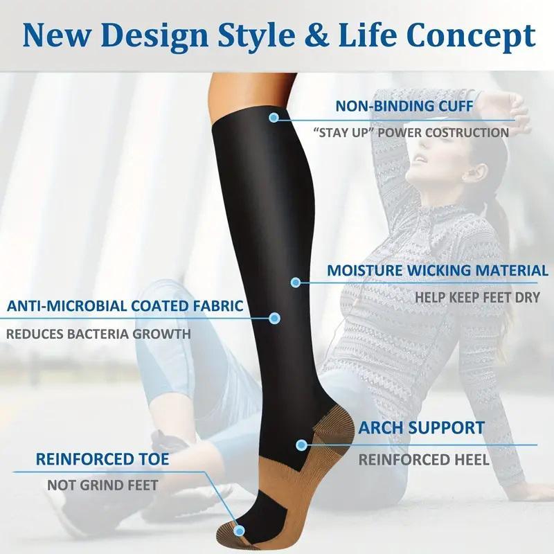 Unisex Compression Stocking, 6 Counts set Elastic Sports Sock for Running Soccer Basketball, Sports Accessories, Boyfriend Gift, Christmas Gift