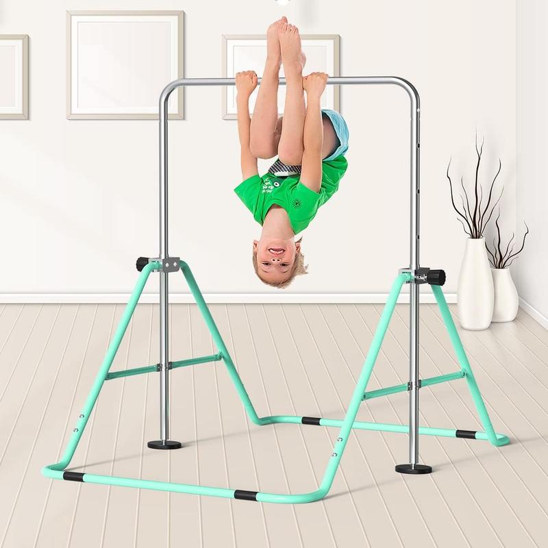 Children's Gym Bar with Rings, Adjustable Height Gymnastics Horizontal Bars, Junior Training Bar, Folding Children's Training Bars for Home Use