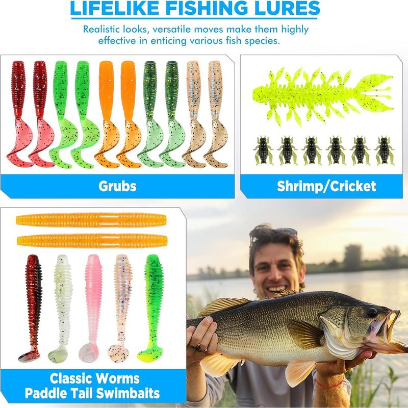 PLUSIXMNI Fishing Lures, 137Pcs Tackle Box with Tackle Included, Crankbaits, Spoon, Hooks, Weights & Other Accessories, Fishing Bait Lure Gear Kit Gift for Men Bass Freshwater