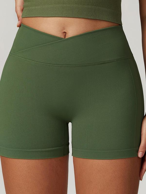 Women's Wrap High Waist Sports Shorts, Sporty Seamless Ruched Skinny Shorts, Gym Shorts, Ladies Sportswear for Yoga Gym Workout Running