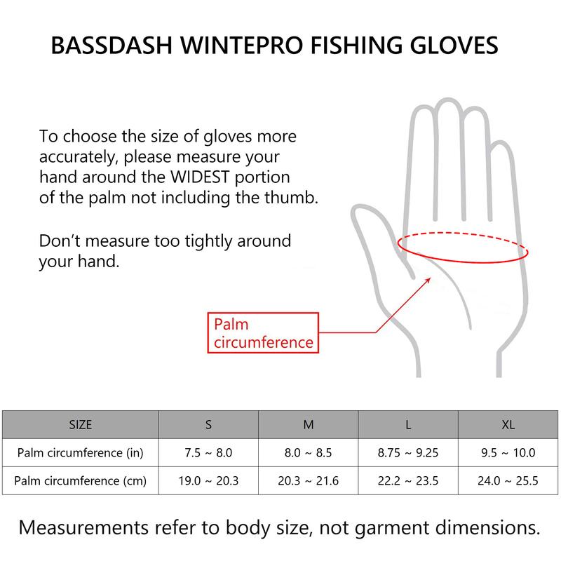 Bassdash WintePro Insulated Fishing Gloves Water Repellent with Fleece Lining Cold Weather Winter Gloves for Men Women Ice Fishing Hunting Photography Hiking