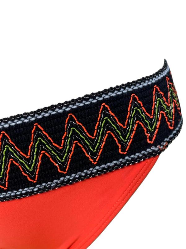 Women's 2pcs Colorblock Chevron Print Backless Bikini Set, Boho Casual Halter Neck Triangle Swim Bra & Swim Panty Swimsuit Set for Beach Holiday Vacation, Ladies Swimwear for All Seasons