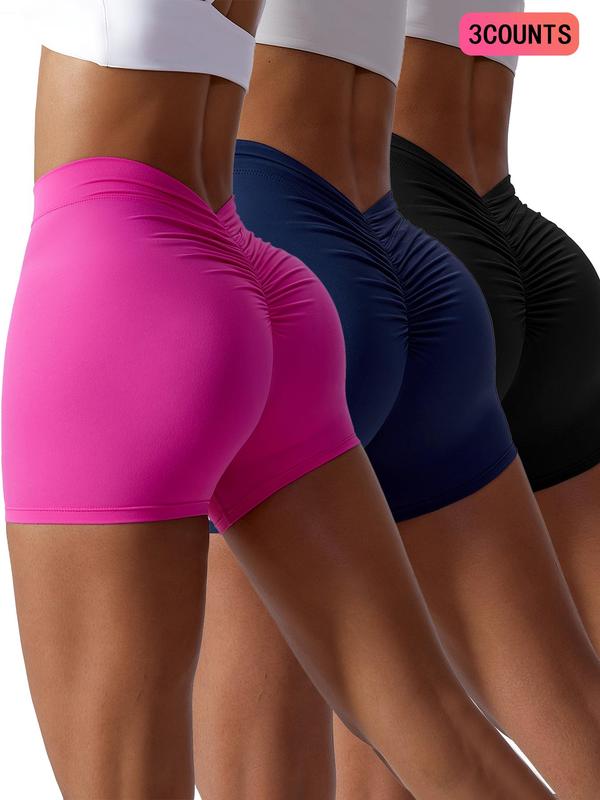 Women's Ruched Seamless Sports Gym Shorts, Sports Stretchy High Waist Short Leggings, Ladies Sportswear for Indoor Outdoor Wear