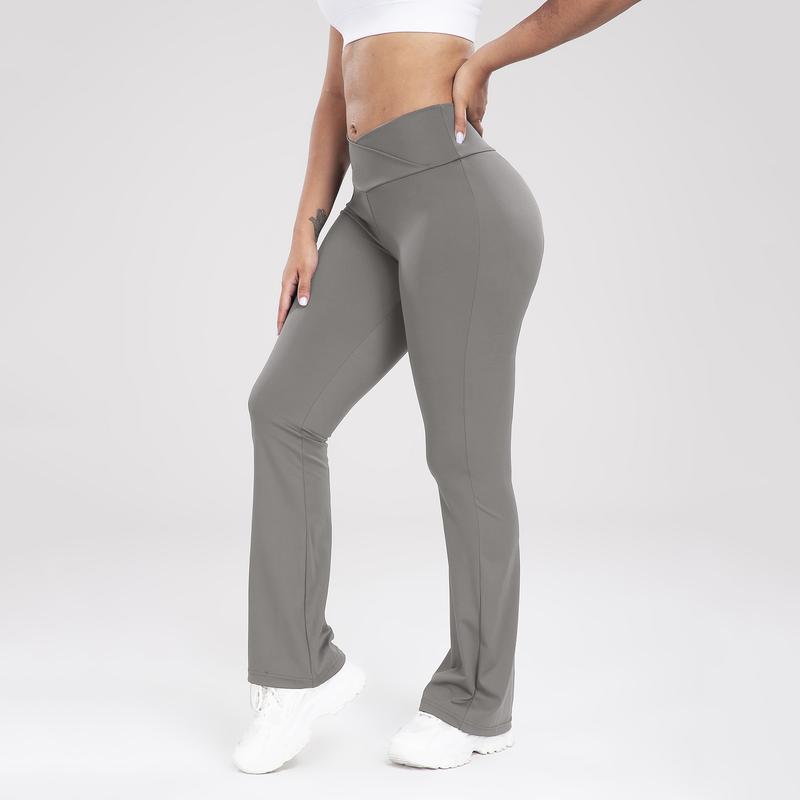 Women's Casual Fleece Lined Bootcut Yoga Pants, Cross Waist Flare Leggings For Women Sports Leggings high waisted athletic  outfit seamless gymwear