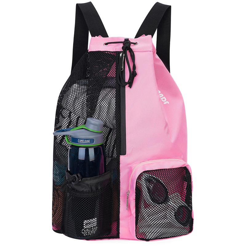 WANDF Swim Bag Mesh Drawstring Backpack with Wet Pocket Beach Backpack for Swimming, Gym, and Workout Gear