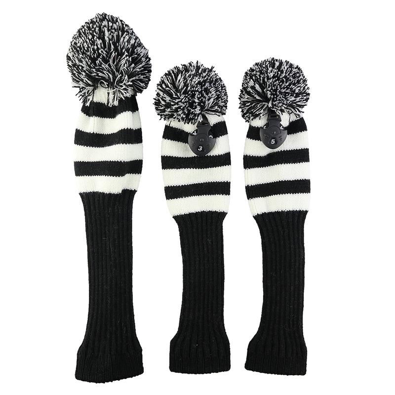 3pcs Knit Sock Headcover For Golf Driver Fairway Wood Cover Headcover