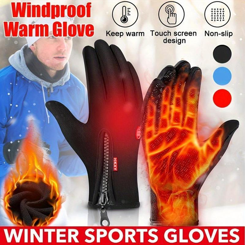 Winter Warm Gloves, 1 Pair Men's and Women's Outdoor Cycling Gloves Warm Plush Lining for Sports, Fishing, Autumn Travel, Waterproof, Windproof and Non-slip Touch Screen Gloves, Birthday Gift, Christmas Gift, Halloween Gift