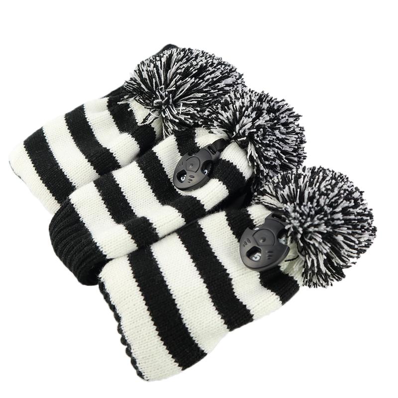 3pcs Knit Sock Headcover For Golf Driver Fairway Wood Cover Headcover