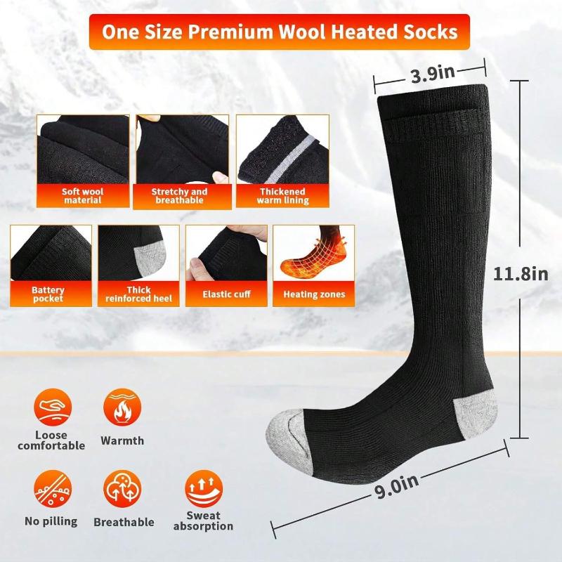 Heated Socks, 4000mAh Electric Heated Socks For Men & Women, Rechargeable Heated Socks With 3 Heating Settings, Washable Battery Powered Foot Warmer Heating Socks For Hunting Skiing Sports Outdoors