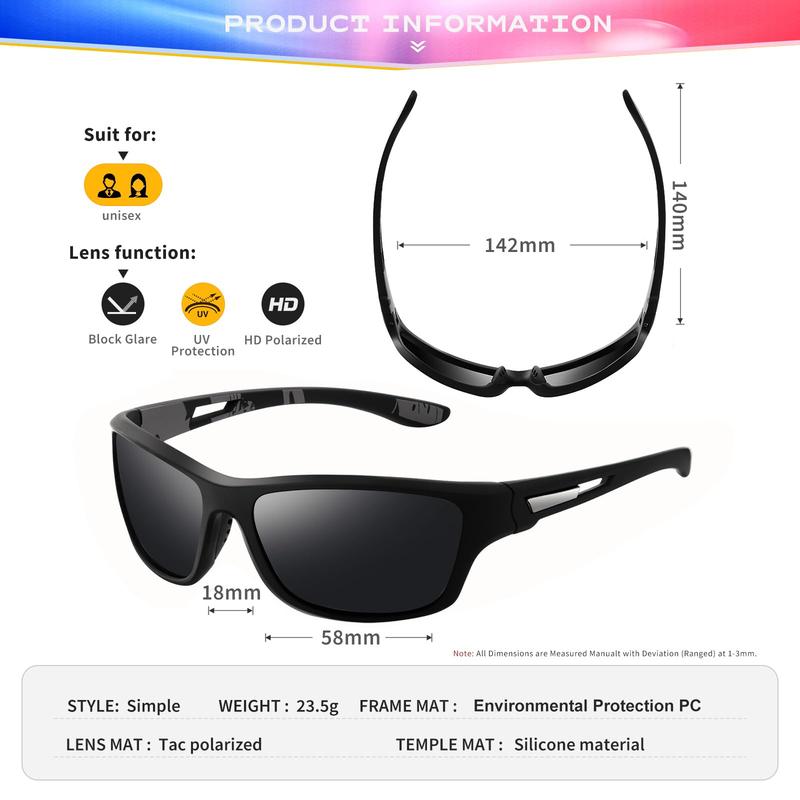 Sports Sunglasses Men Women Polarized UV400 Protective Eyewear Driving and Fishing Goggles with Lanyard UV Protective Travel Accessories