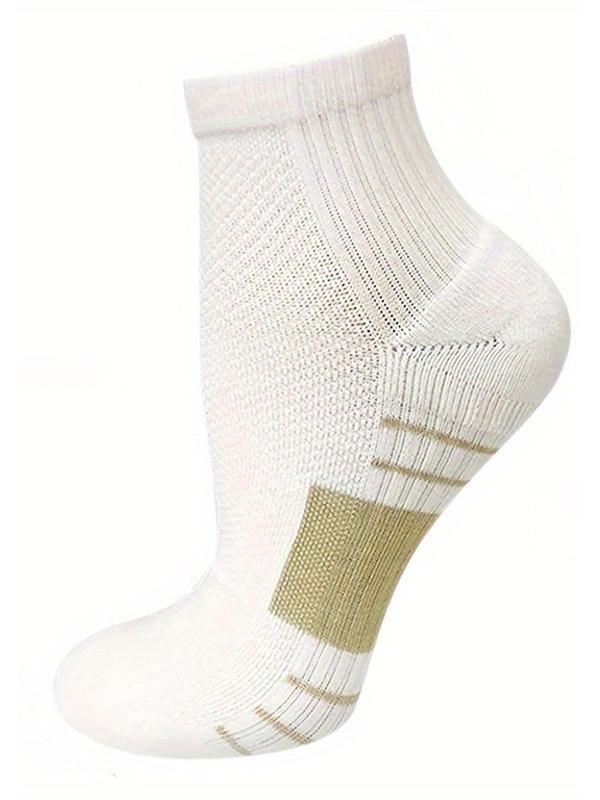 Striped Print Athletic Socks, Comfy Breathable Compression Socks for Women & Men, Sporty Crew Socks for Running Workout