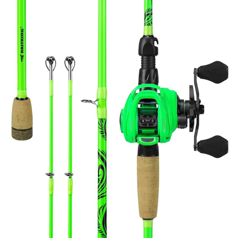 KastKing Zephyr Dual-tip Baitcasting Combos ,  Dual-tip Fishing Rod & Reel Combo, Dual Tips Section for Different Powers, IM6 Graphite 2Pc Blanks, KastFlex Technology, Rubber Cork Handle, Integrate Hook Keeper