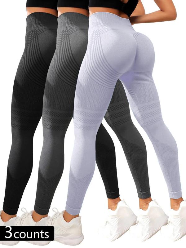 Women's Solid High Waist Sports Tummy Control Leggings, Casual High Stretch Seamless Yoga Leggings, Ladies Sportswear for Indoor Outdoor Wear, Fall Outfits 2024