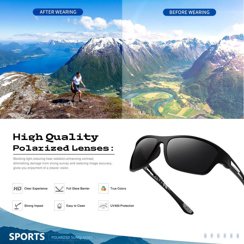 Sports Sunglasses Men Women Polarized UV400 Protective Eyewear Driving and Fishing Goggles with Lanyard UV Protective Travel Accessories