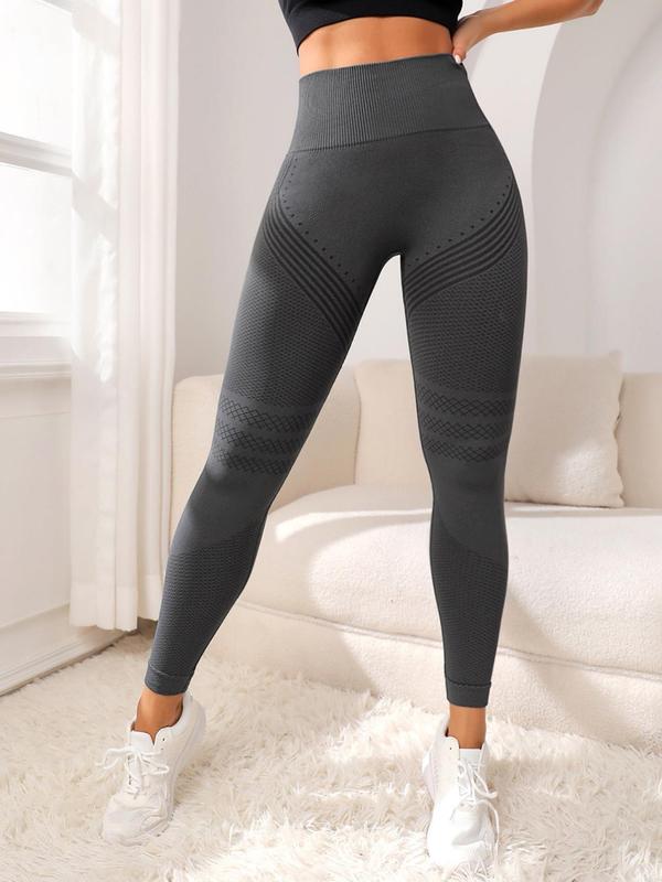 Women's Solid High Waist Sports Tummy Control Leggings, Casual High Stretch Seamless Yoga Leggings, Ladies Sportswear for Indoor Outdoor Wear, Fall Outfits 2024