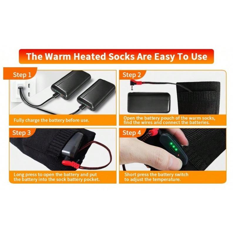 Heated Socks, 4000mAh Electric Heated Socks For Men & Women, Rechargeable Heated Socks With 3 Heating Settings, Washable Battery Powered Foot Warmer Heating Socks For Hunting Skiing Sports Outdoors