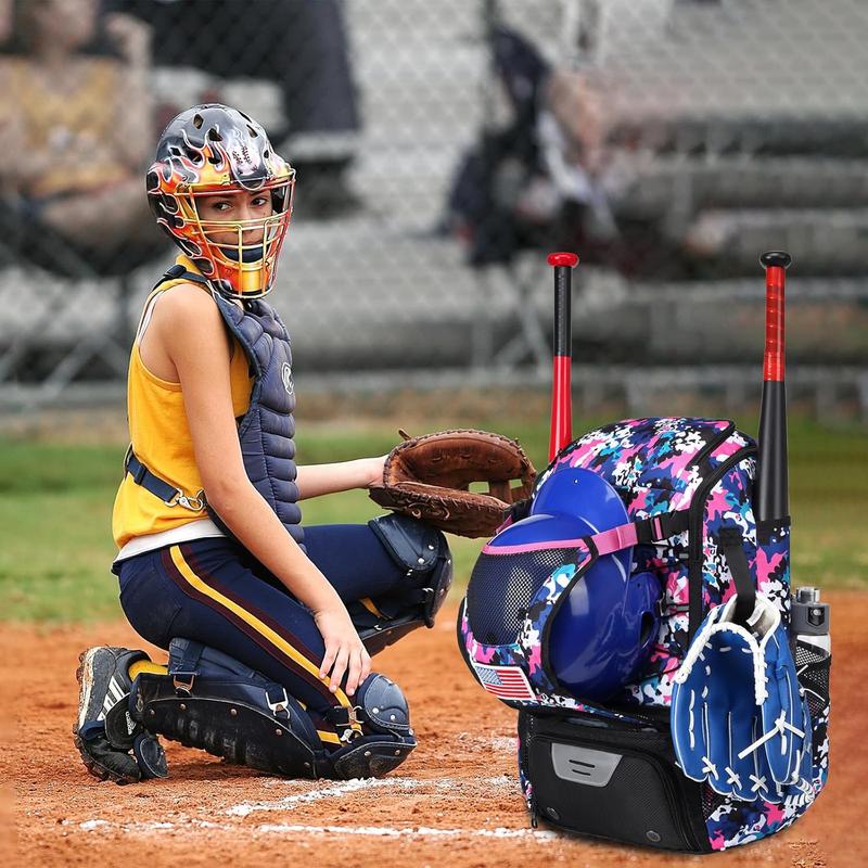 Softball Bag,Softball Bat Bag For Youth Adults,Baseball Bag with Fence Hook for TBall Bat & Equipment,Lightweight Baseball Bat Backpack with Shoe Compartment,Large Main Compartment for