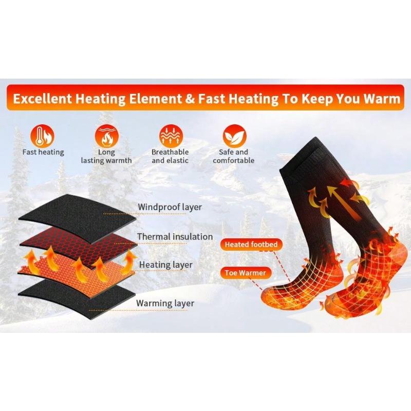 Heated Socks, 4000mAh Electric Heated Socks For Men & Women, Rechargeable Heated Socks With 3 Heating Settings, Washable Battery Powered Foot Warmer Heating Socks For Hunting Skiing Sports Outdoors