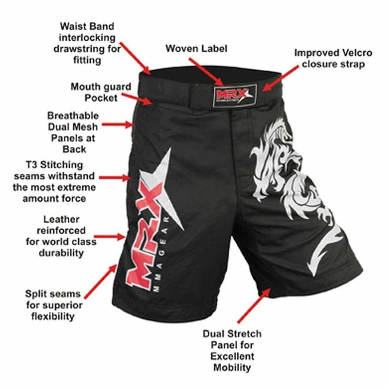 MRX MMA Fighting Shorts for Men - Grappling Fight Short 1102 - Stretch Taslan Fabric - Slim Fit - All Season Sports Clothing