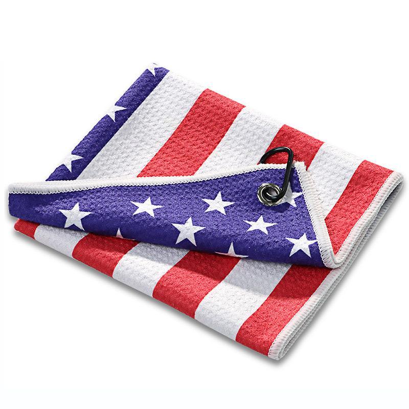 Flag Pattern Golf Towel, Microfiber Golf Towel with Carabiner Clip, Golf Accessories for Men, Husband, Father and Veterans, Birthday Gift