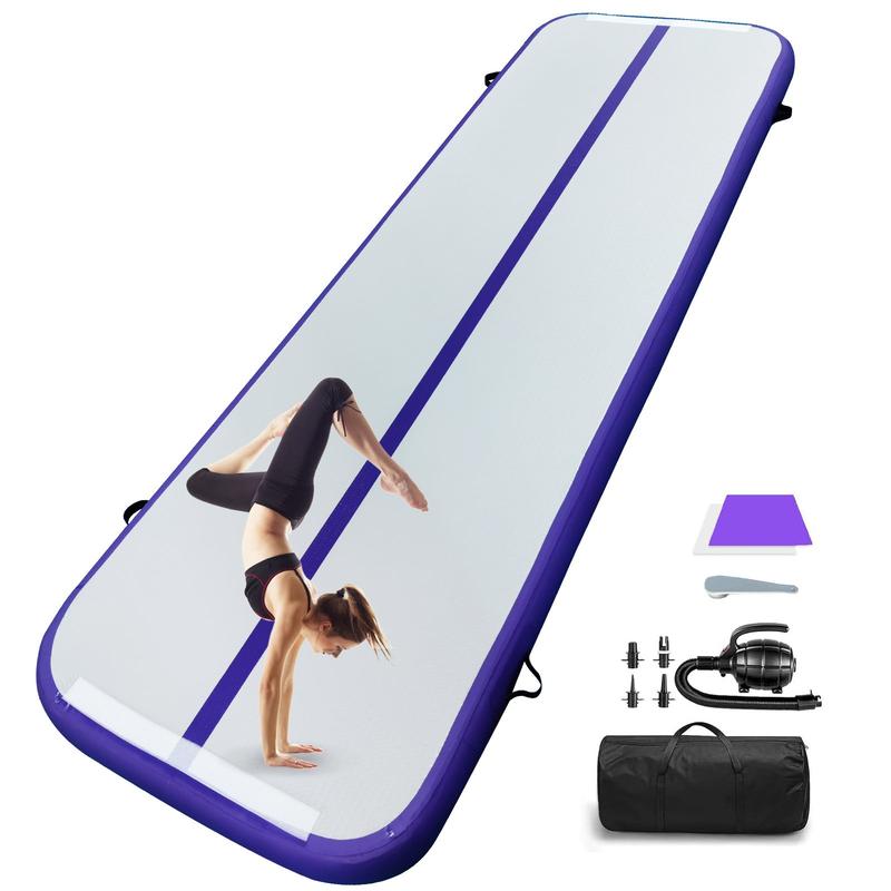 10ft 13ft 16ft 20ft Inflatable Air Gymnastics Mat, Training Tumbling Mat, Tumble Tracks 4 Inches Thickness Air Training Mats with Electric Air Pump for Indoor Gym Outdoor Yoga Water School Use