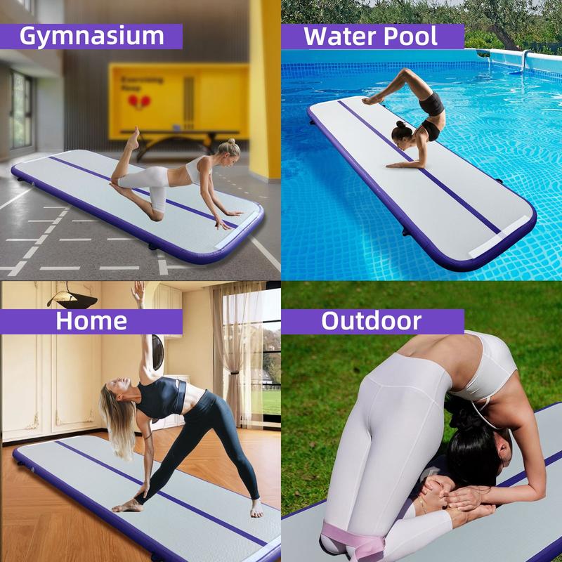 10ft 13ft 16ft 20ft Inflatable Air Gymnastics Mat, Training Tumbling Mat, Tumble Tracks 4 Inches Thickness Air Training Mats with Electric Air Pump for Indoor Gym Outdoor Yoga Water School Use