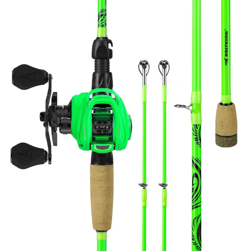 KastKing Zephyr Dual-tip Baitcasting Combos ,  Dual-tip Fishing Rod & Reel Combo, Dual Tips Section for Different Powers, IM6 Graphite 2Pc Blanks, KastFlex Technology, Rubber Cork Handle, Integrate Hook Keeper