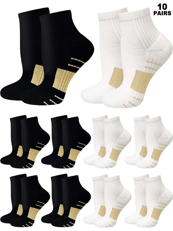 Striped Print Athletic Socks, Comfy Breathable Compression Socks for Women & Men, Sporty Crew Socks for Running Workout