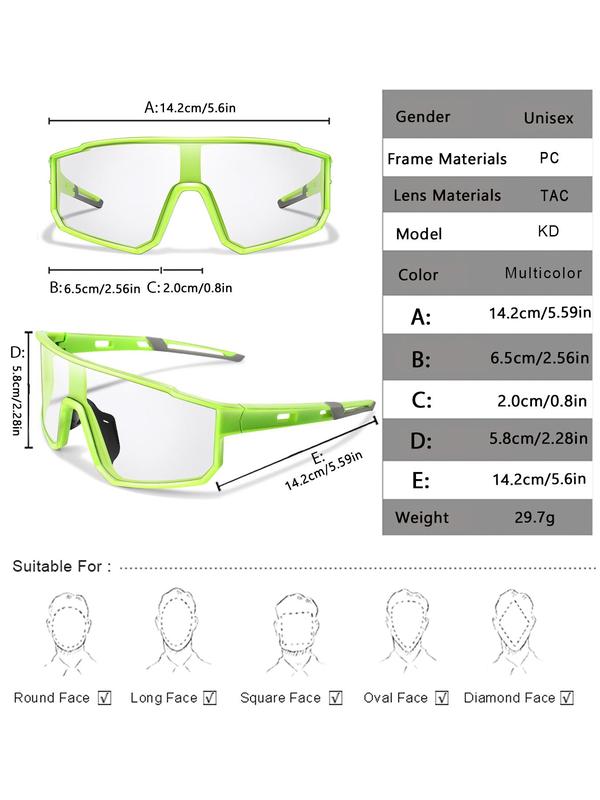 Photochromic Cycling Sunglasses, Outdoor Sport Shield Sunglasses, Cycling Glasses, Windproof Sunglasses for Men & Women, Fashion Accessories for Outdoor Activities