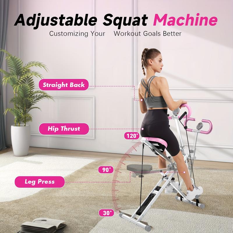 Home Squat Machine, Denim Competitive Core Exercise Machine, 330 Lbs Foldable, Adjustable 4 One Resistance Band, for Hip Riding and Rowing Machine, Abdominal Muscle Back Leg Pushing Hip Thrust