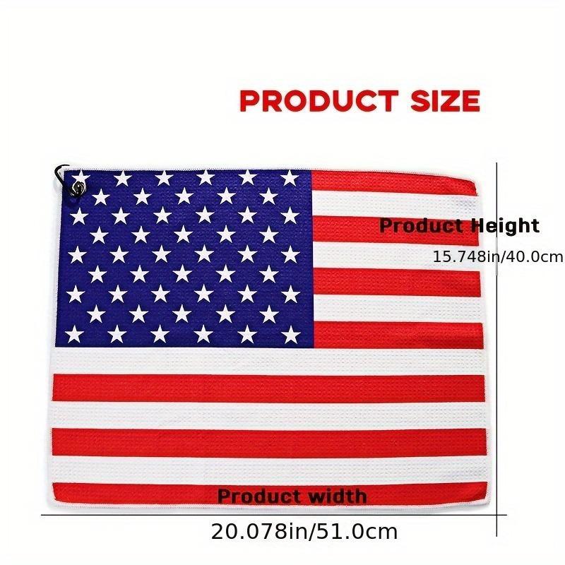 Flag Pattern Golf Towel, Microfiber Golf Towel with Carabiner Clip, Golf Accessories for Men, Husband, Father and Veterans, Birthday Gift