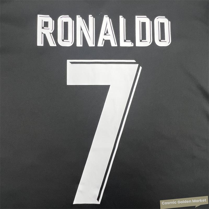 2017 2018 Away 17 18 UEFA Super Cup Retro Black Player's Edition Jersey No. 7 Cristiano Ronaldo Soccer Jersey