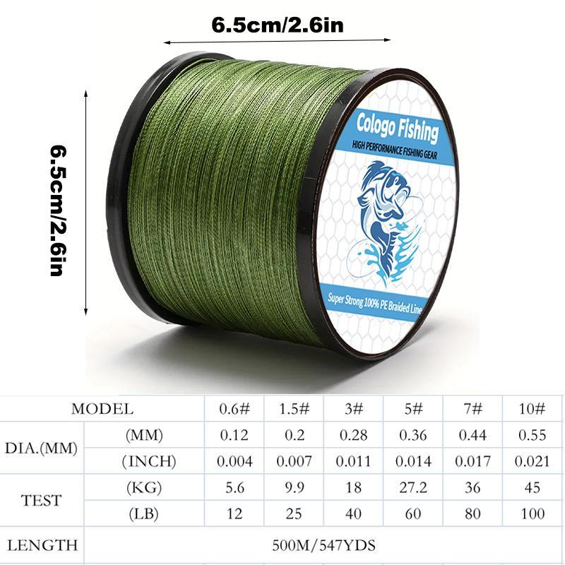 4-strand Multifilament Braided Fishing Line, 500m 1640ft Fishing Line, Strong Durable & Long-lasting Fishing Line, Fishing Tackle, Fishing Accessories for Summer Outdoor Fishing, Fishing Lures, Fishing Equipment, Christmas Gift