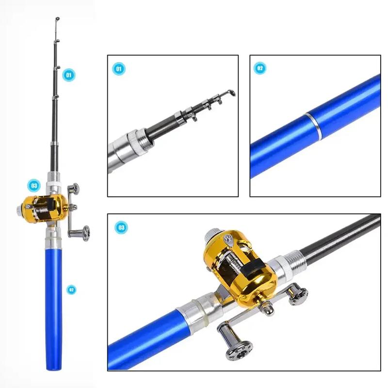 1 1.2 1.4 1.6M Portable Pocket Telescopic Mini Fishing Pole Pen Shape Folded Fishing Rod Without Reel Wheel