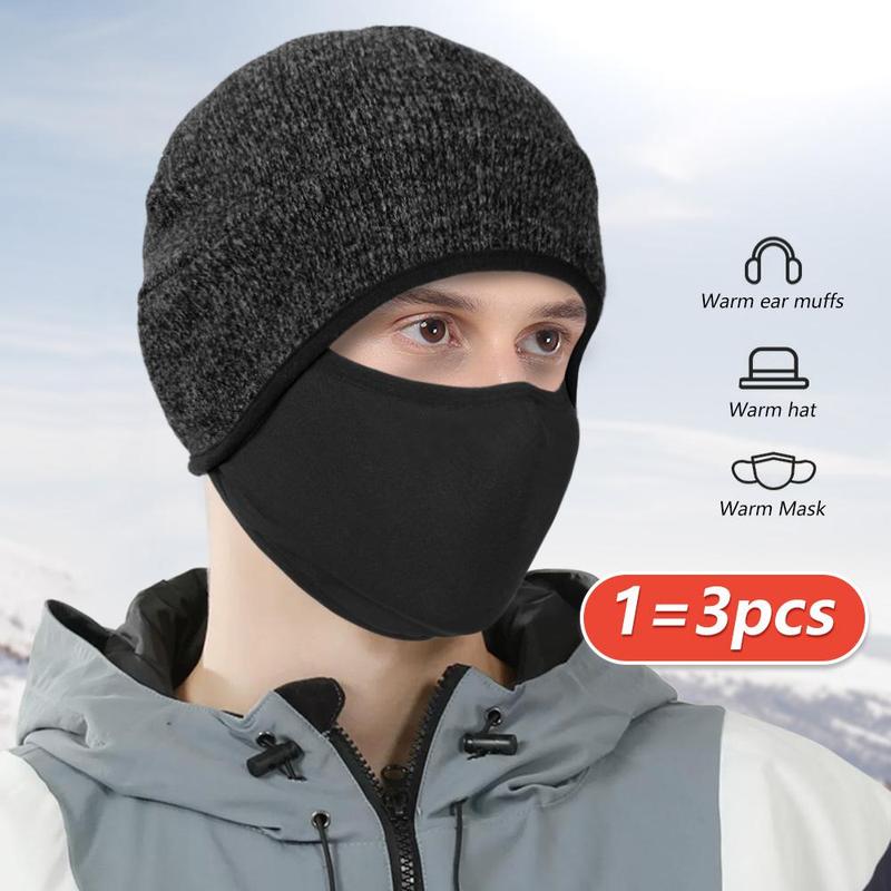 Christmas 2 in 1 Winter Thermal Beanie Hat, Windproof Warm Skull Hat, Head Protection, Halloween Helmet Liner Face Mask, Cold Weather Headwear for Skiing Snowboarding Cycling Motorcycle