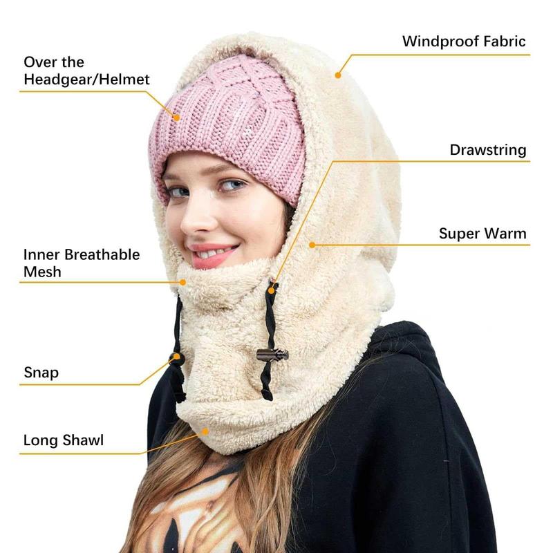 Solid color balaclava, windproof neck bib hood, lightweight and warm winter headwear balaclava for ski and outdoor sports enthusiasts