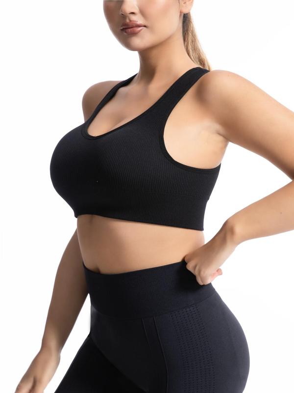 Plus Size Solid Sports Bra, Breathable Comfortable High Stretch  Sports Top for Yoga Gym Workout, Women's Sport & Outdoor Clothing for Summer