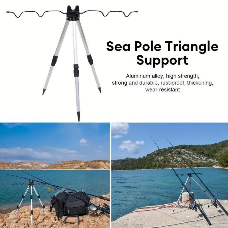 Aluminum Alloy Fishing Rod Holder, 1 Count Retractable Adjustable Tripod, Outdoor Fishing Accessories for Outdoor Fishing