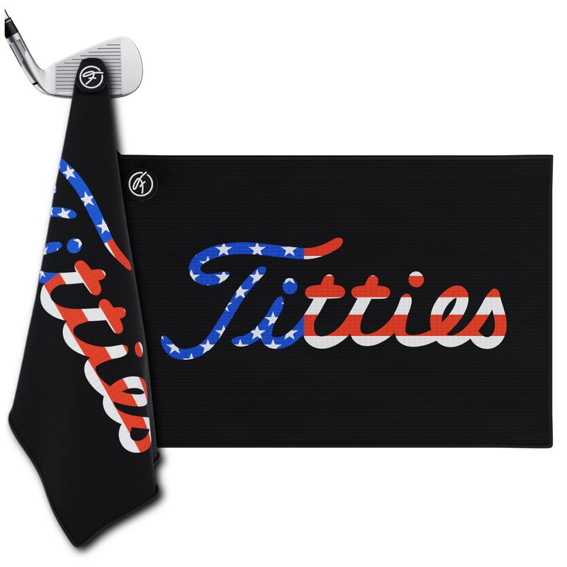 Fore Show Titties Magnetic Golf Towel Waffle Microfiber with Magnet for Golf Bags, Carts & Clubs - 24” x 16” Magnetic Golf Towel for Men Cool Golf Accessory Golf Towel Magnet