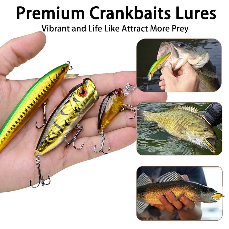 2024 Christmas Gift 82PCS Outdoor Fishing Lure for Fisher Adult Men Teen Boy Father Grandpa Brother Boyfriend Custom Fishing Lures Fishing Lure Kit for Freshwater Saltwater Bass Trout Including Minnow Soft Plastic Worm Crankbaits Poppers