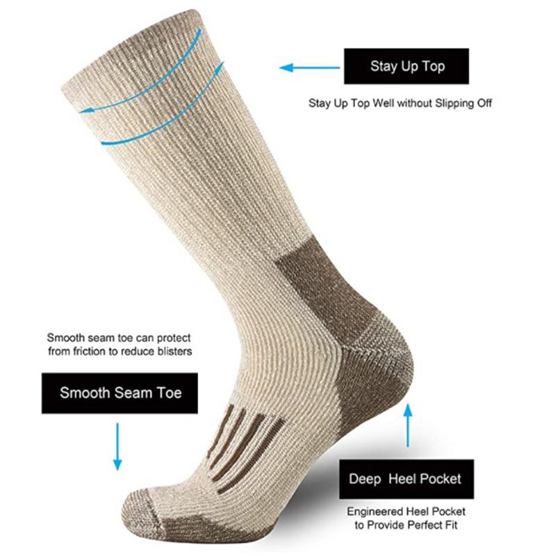 80% Merino Wool Socks For Men Women Thicken Warm Hiking Cushion Crew Socks Merino Wool Sports Socks Moisture Wicking Euro Size