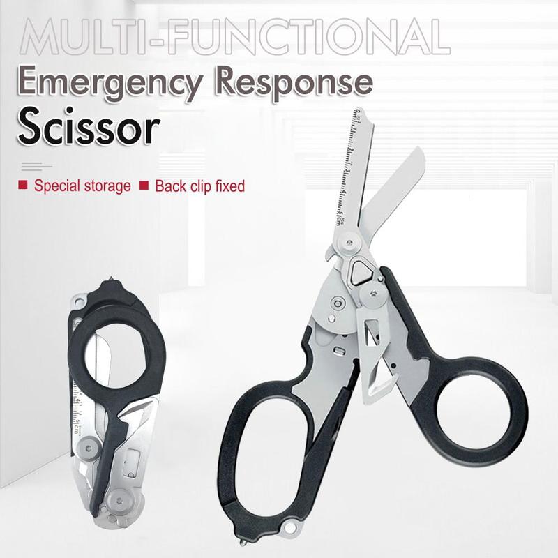 Multifunctional Folding Scissors, Portable Stainless Steel Scissors with Scabbard, EDC Tool for Outdoor Camping, Hand Tools for Home Use