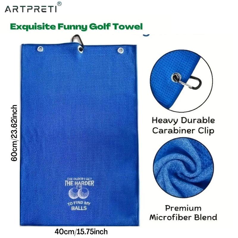 Golf Towel with Carabiner Clip, Letter Print Golf Towel, Golf Accessories for Outdoor Gifts