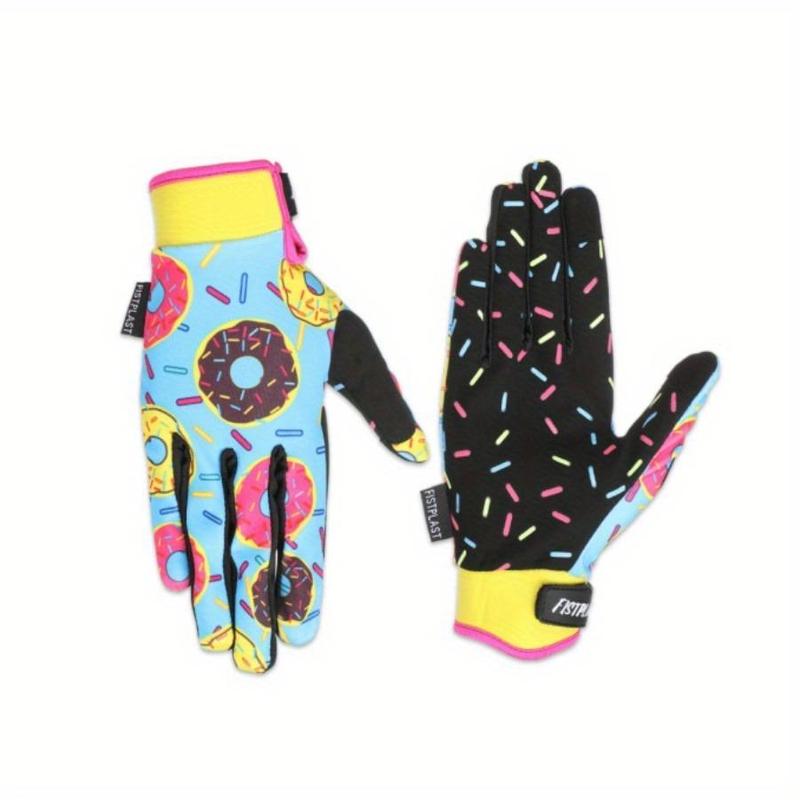 Donut Pattern Touch Screen Gloves, 1 Pair Windproof Gloves for Cycling, Motorcycle Riding Gear, Sports Accessories for Men & Women