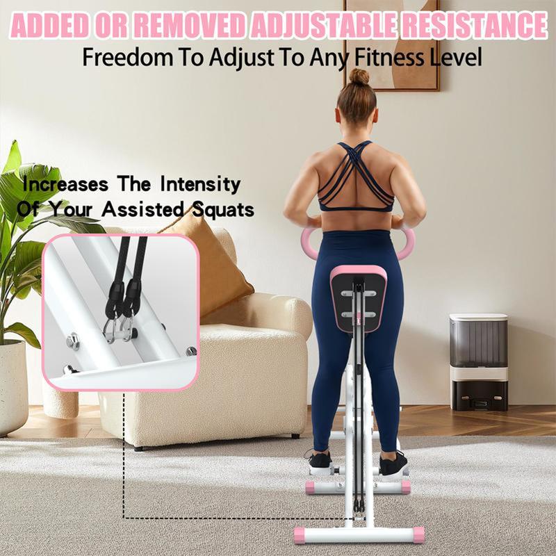 Squat Machine for Home, Adjustable 4 Resistance Bands,RodeoCore Exercise Machine, Ride & RowingMachine for Botty Glutes Butt Thighs, Foldable 330LBS, AbBack Leg Press Hip Thrust Christmas Gift