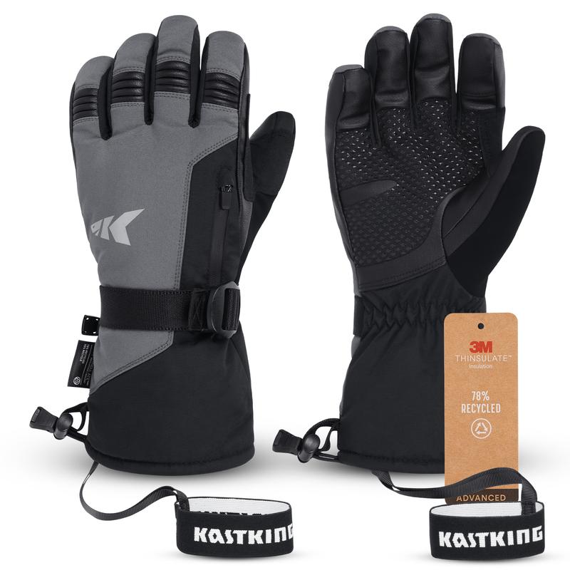 KastKing ThermoGrip Ski & Ice Fishing Gloves, Waterproof 3M Thinsulate Snowboarding Gloves, Touchscreen Snow Gloves for Skiing Hunting Winter Cold Weather Sports