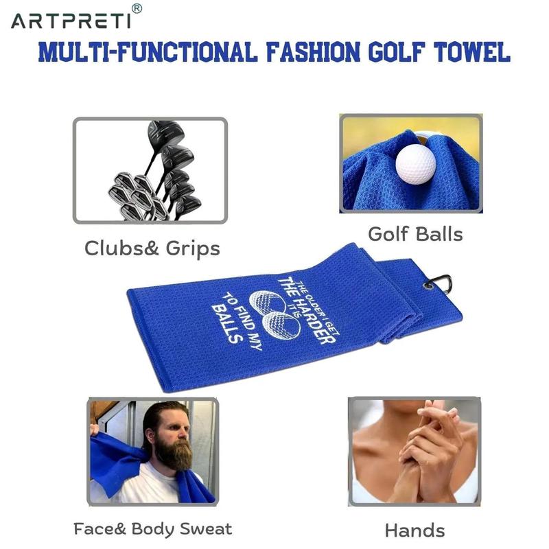 Golf Towel with Carabiner Clip, Letter Print Golf Towel, Golf Accessories for Outdoor Gifts