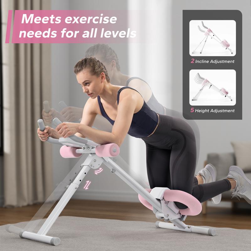 MERACH Adjustable Ab Trainer Machine with LCD Monitor, Foldable Abdominal Exercise Machine for abs, Core & Ab Trainer Machine at Home Gym, Workout for Arm, Leg, Buttocks Shaper