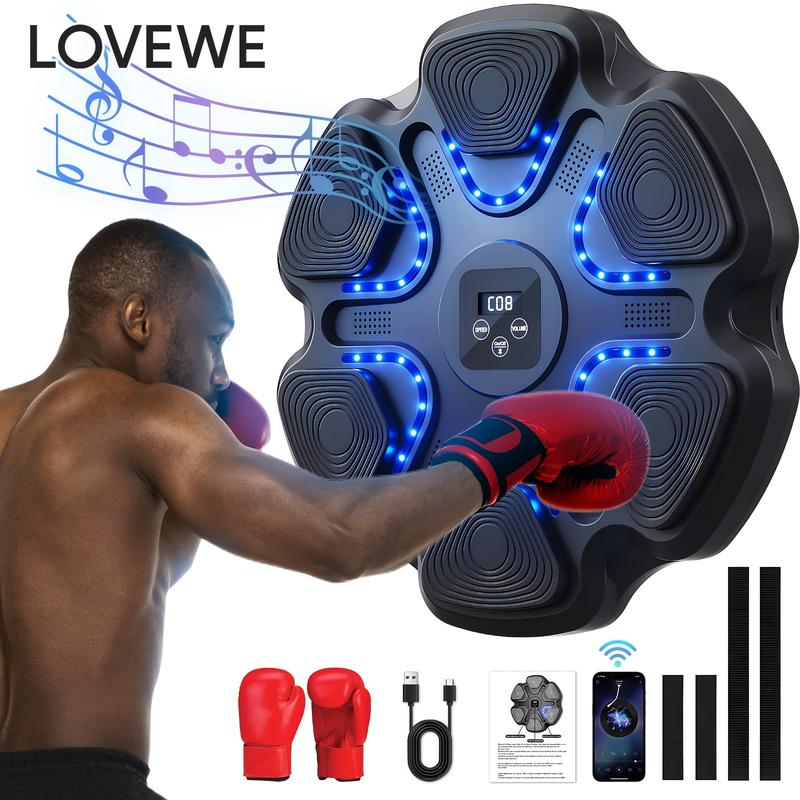 LOVEWE Music Boxing Machine With Boxing Gloves, Workout Equipment, Interactive Fitness & Reflex Training Gear For Adults, USB Charging, Boxing Machine Wall For Home Workout Boxing Target Machine